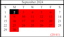 District School Academic Calendar for White Sulphur Elementary School for September 2024