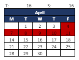 District School Academic Calendar for Fall Creek Intermediate Sch for April 2025