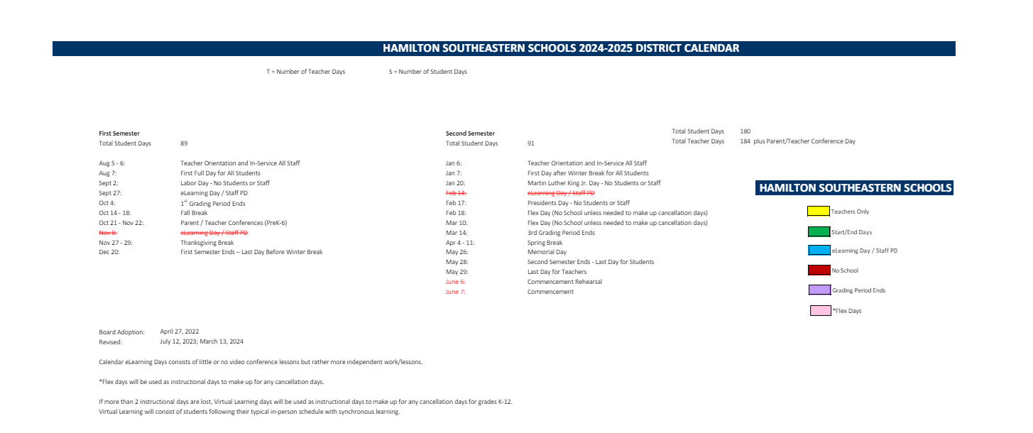 District School Academic Calendar Key for Fall Creek Intermediate Sch