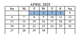 District School Academic Calendar for Howevalley Elementary School for April 2025