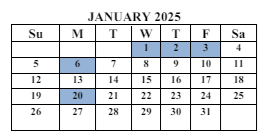 District School Academic Calendar for Howevalley Elementary School for January 2025