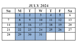 District School Academic Calendar for Howevalley Elementary School for July 2024