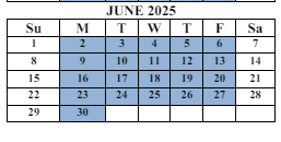 District School Academic Calendar for Howevalley Elementary School for June 2025
