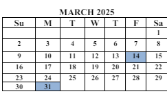 District School Academic Calendar for Howevalley Elementary School for March 2025