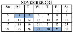 District School Academic Calendar for Howevalley Elementary School for November 2024