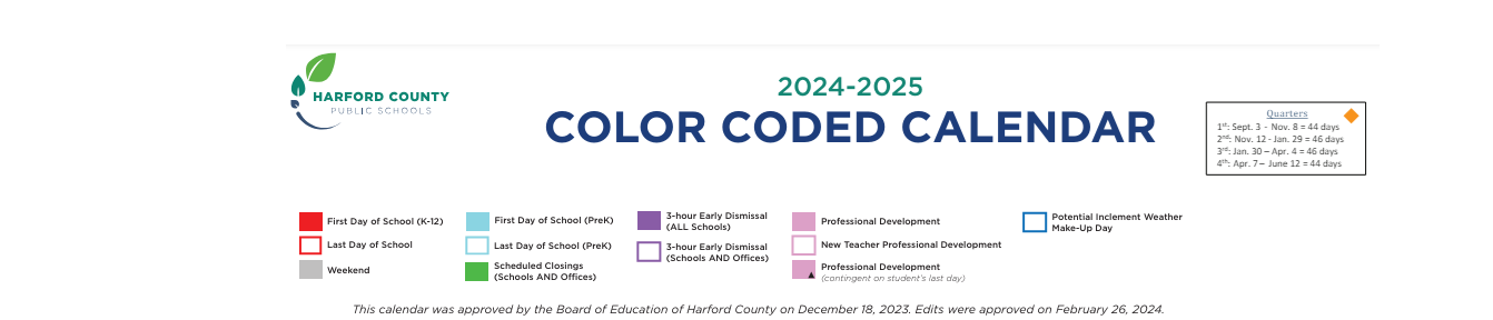 District School Academic Calendar Key for Abingdon Elementary