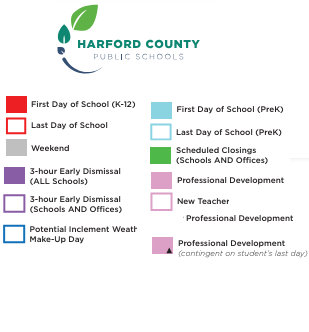 District School Academic Calendar Legend for Abingdon Elementary