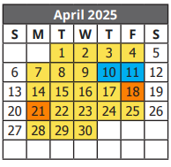 District School Academic Calendar for H W Schulze Elementary for April 2025