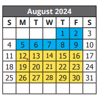 District School Academic Calendar for A Leal Jr Middle School for August 2024