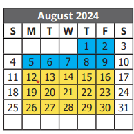 District School Academic Calendar for Frank M Tejeda Academy for August 2024