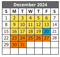 District School Academic Calendar for Scheh Elementary for December 2024