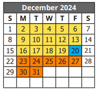 District School Academic Calendar for V M Adams Elementary for December 2024