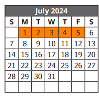 District School Academic Calendar for Jewel C Wietzel Center for July 2024