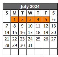 District School Academic Calendar for E H Gilbert Elementary for July 2024