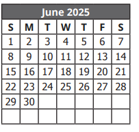 District School Academic Calendar for Frank M Tejeda Academy for June 2025