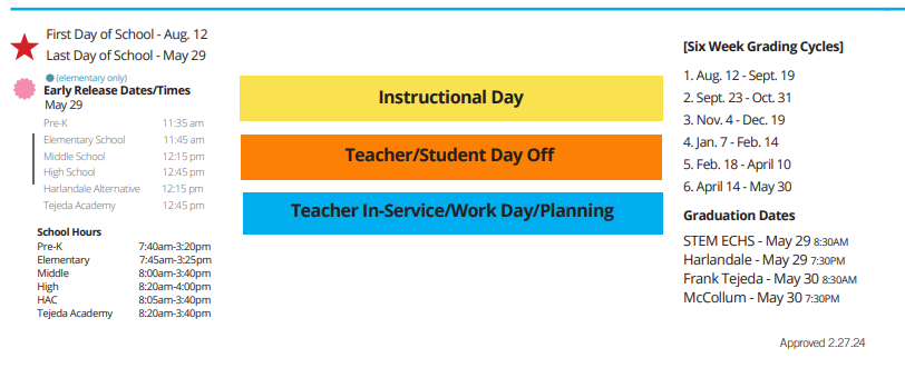 District School Academic Calendar Key for H W Schulze Elementary