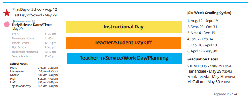 District School Academic Calendar Key for Scheh Elementary