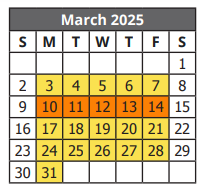 District School Academic Calendar for Jewel C Wietzel Center for March 2025
