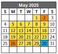 District School Academic Calendar for H W Schulze Elementary for May 2025