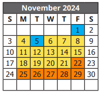 District School Academic Calendar for Harlandale Alternative Center Boot for November 2024