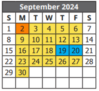 District School Academic Calendar for Wright Elementary for September 2024