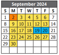 District School Academic Calendar for Jewel C Wietzel Center for September 2024