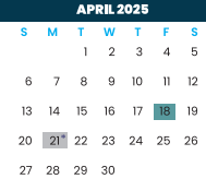 District School Academic Calendar for Jefferson Elementary for April 2025