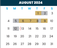 District School Academic Calendar for Edna Tamayo House for August 2024