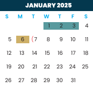 District School Academic Calendar for Cameron Co J J A E P for January 2025