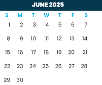 District School Academic Calendar for Ben Milam Elementary for June 2025