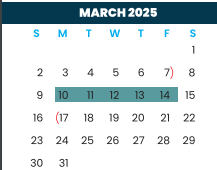 District School Academic Calendar for Crockett Elementary for March 2025