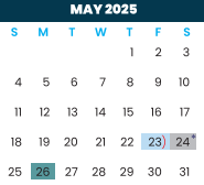 District School Academic Calendar for Cameron Co J J A E P for May 2025