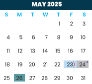 District School Academic Calendar for Early College High School for May 2025