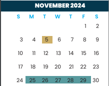 District School Academic Calendar for Dr Hesiquio Rodriguez Elementary for November 2024