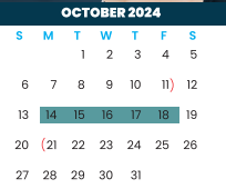 District School Academic Calendar for Early College High School for October 2024