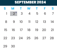 District School Academic Calendar for Ben Milam Elementary for September 2024