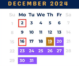 District School Academic Calendar for West Wortham Elementary And Middle for December 2024