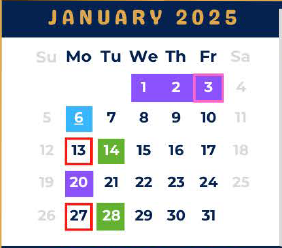 District School Academic Calendar for West Wortham Elementary And Middle for January 2025
