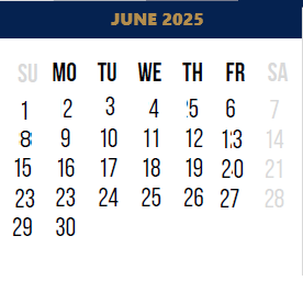 District School Academic Calendar for West Wortham Elementary And Middle for June 2025