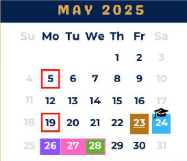 District School Academic Calendar for West Wortham Elementary And Middle for May 2025