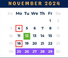 District School Academic Calendar for West Wortham Elementary And Middle for November 2024