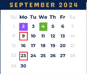 District School Academic Calendar for West Wortham Elementary And Middle for September 2024