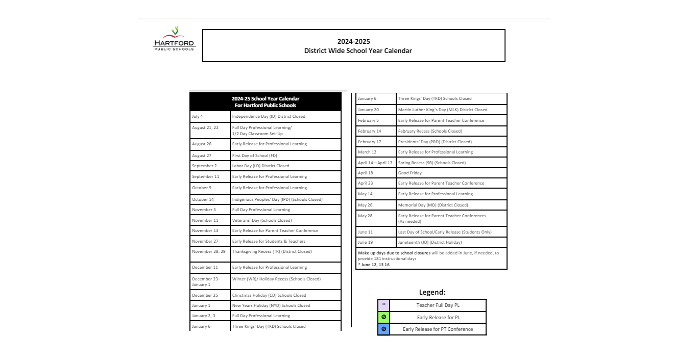 District School Academic Calendar Key for Breakthrough Magnet School