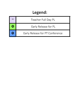 District School Academic Calendar Legend for Hooker School