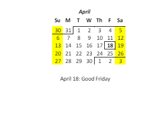 District School Academic Calendar for Waianae Elementary School for April 2025