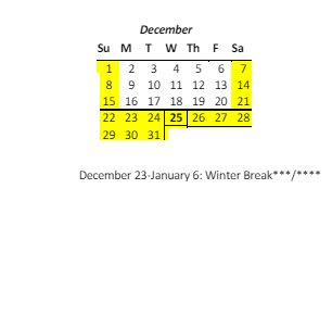 District School Academic Calendar for Palisades Elementary School for December 2024