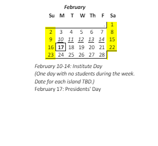 District School Academic Calendar for Aikahi Elementary School for February 2025
