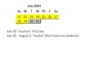District School Academic Calendar for Waiau Elementary School for July 2024