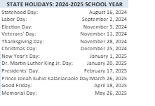 District School Academic Calendar Legend for Ke Kula Niihau O Kekaha Learning Center - A Labora