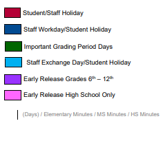 District School Academic Calendar Legend for Jack C Hays High School